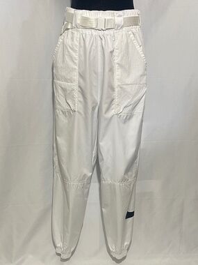 Nike White Utility Jogger Pants Womens Elastic Waist Belt Cargo Athleisure Sz M